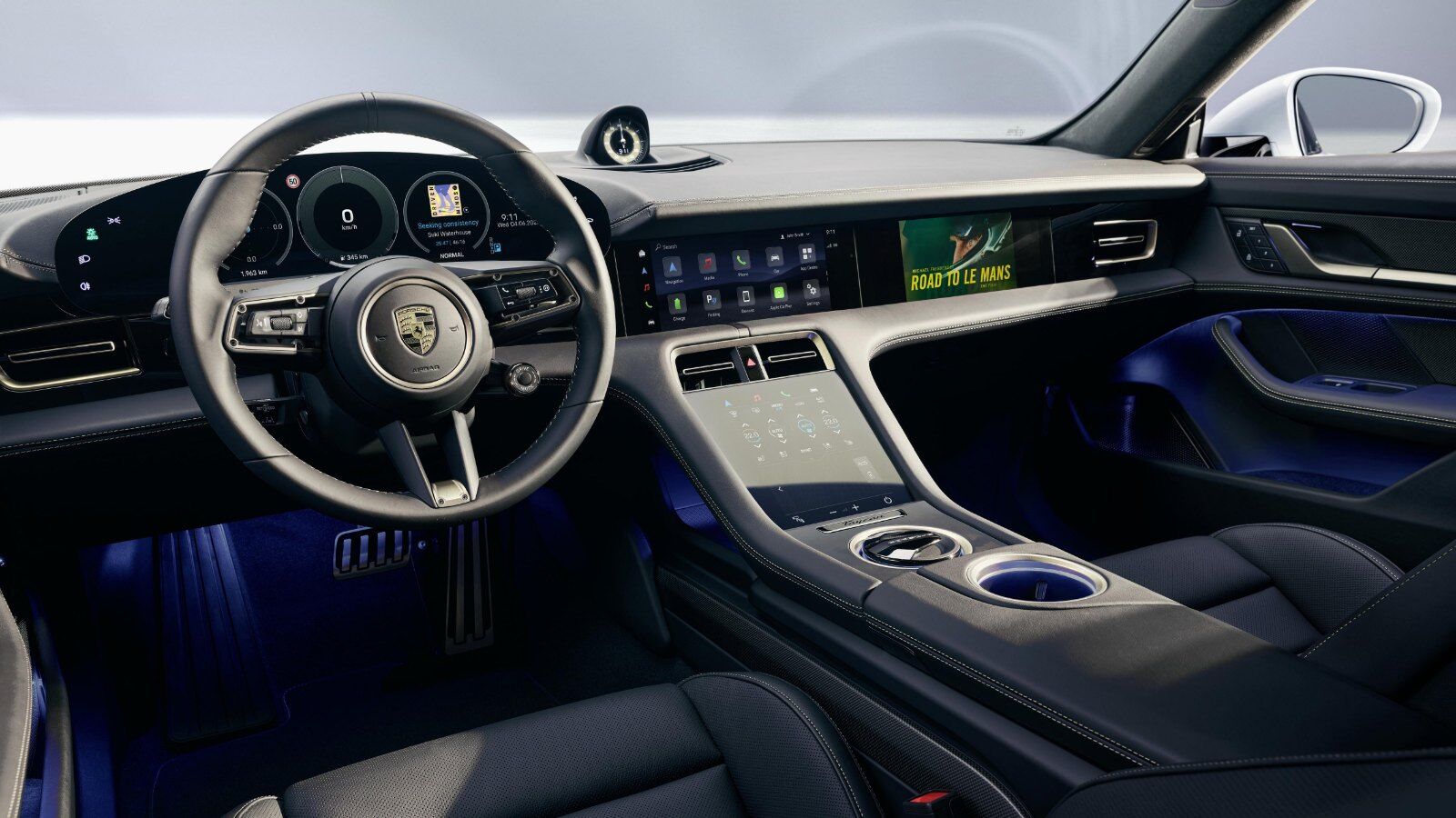 Porsche Communication Management (PCM) display in the Porsche Taycan – Porsche Connect at Champion Porsche Pompano Beach, FL