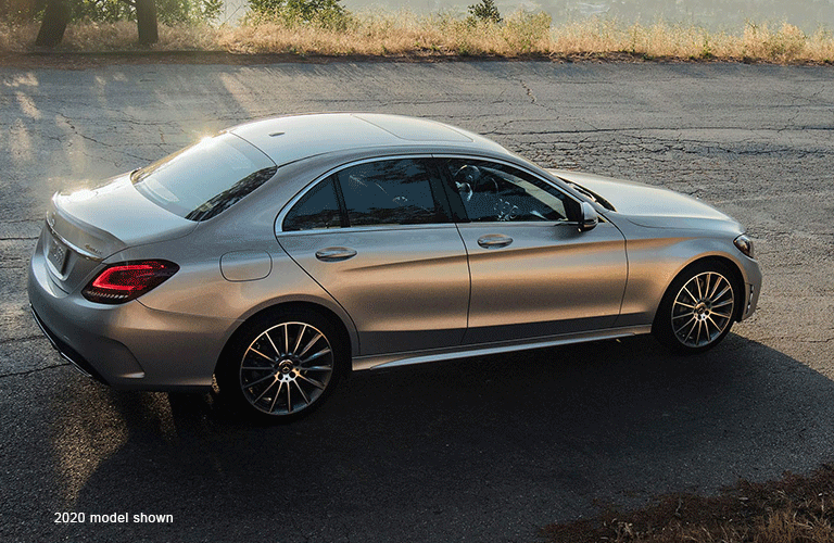 2021 MB C-Class exterior rear fascia passenger side on road