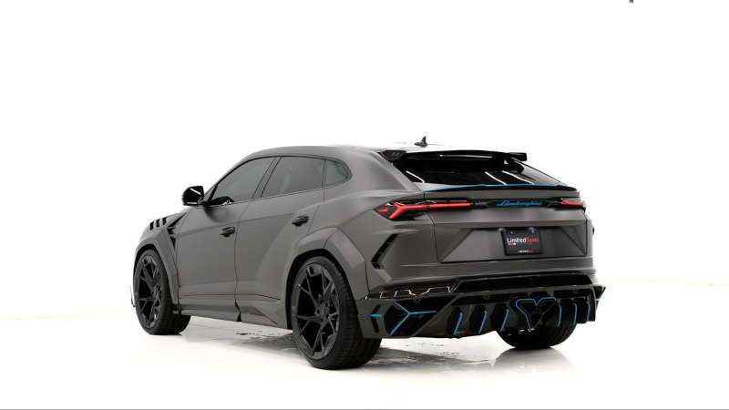 A rear exterior view of the 2023 Lamburghini Urus Performance Mansory Venatus S