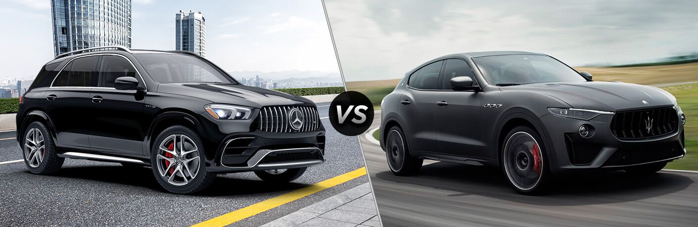 2021 MB GLE exterior front fascia passenger vs 2021 Maseratic Levante exterior front fascia passenger side
