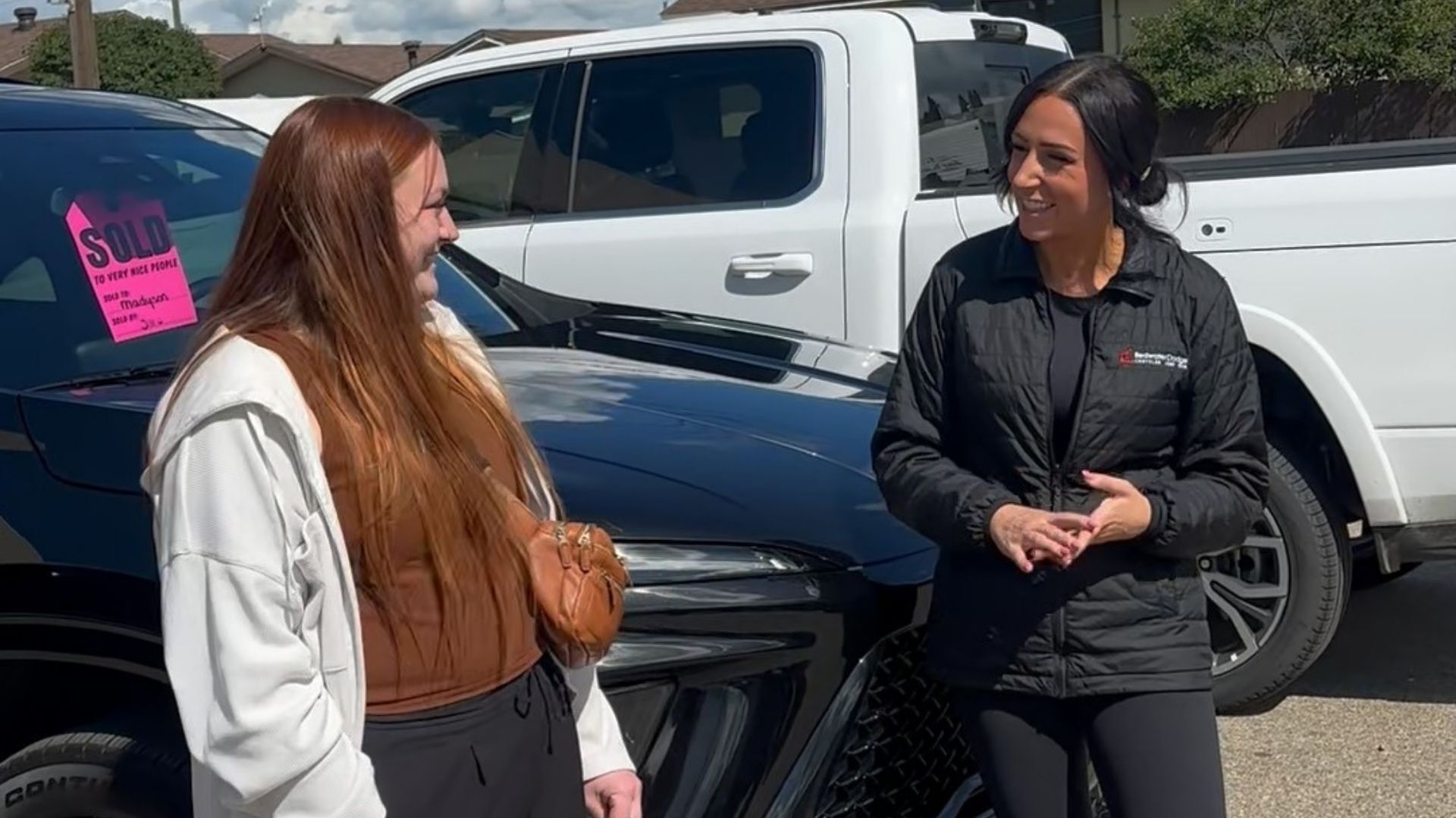Madyson and Jill at Redwater Dodge on Delivery Day