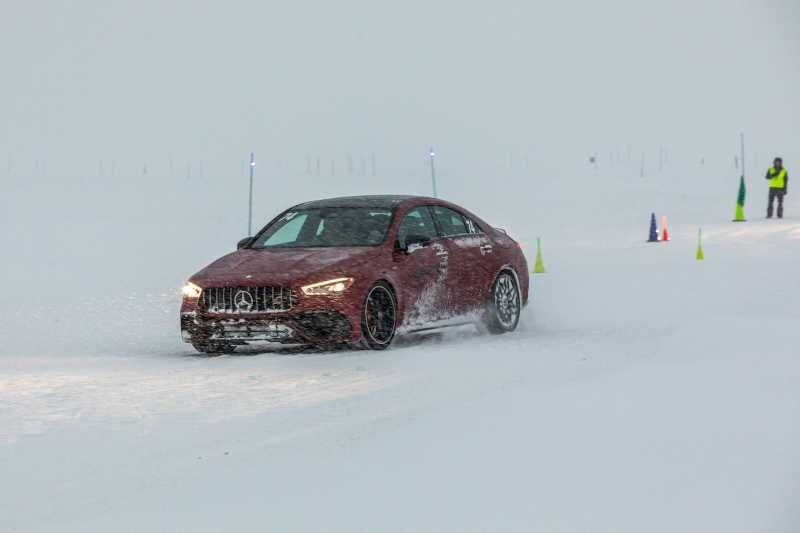 An AMG® Experience C-Class Sedan in the snow