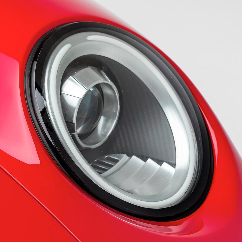 red Porsche Coupe round headlight