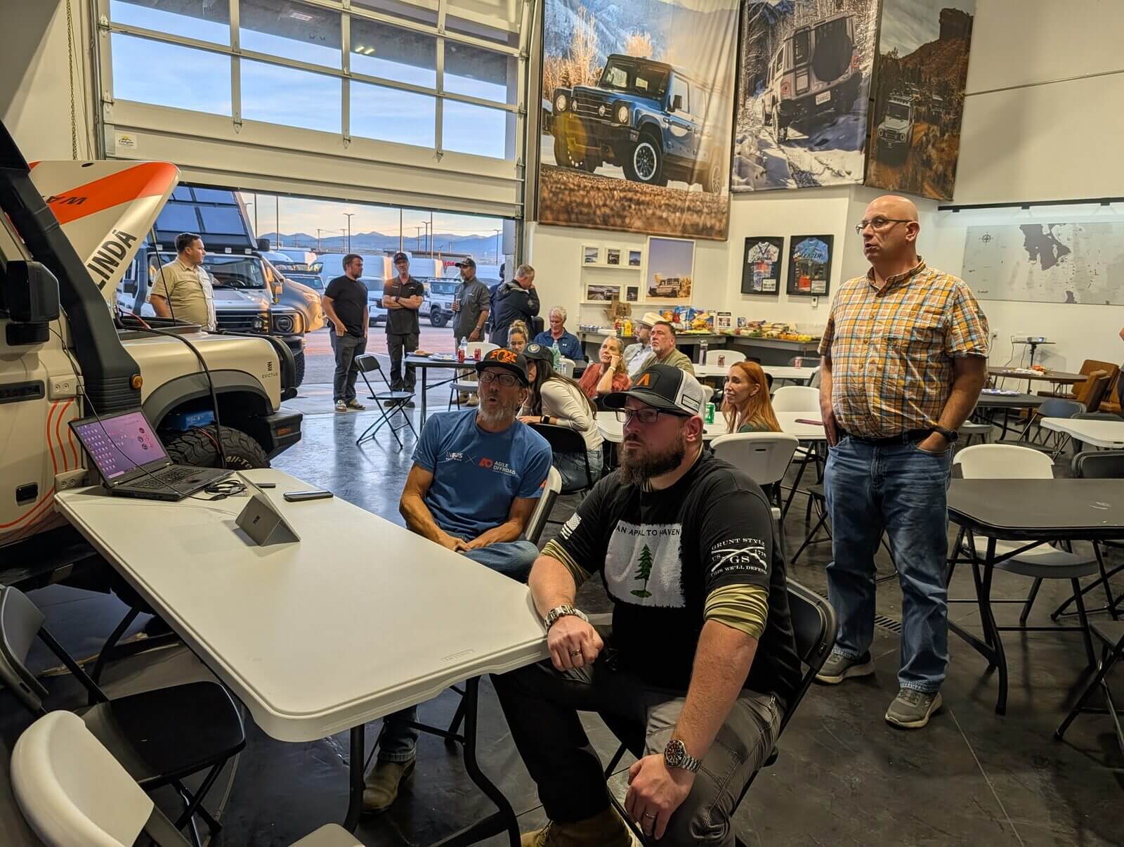 Grenadier owners gathered in the Warner showroom for the Agile Offroad tech night