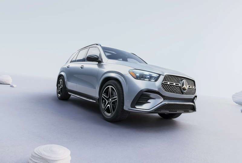 Front-quarter view of the 2026 Mercedes-Benz GLE 350 SUV Gray