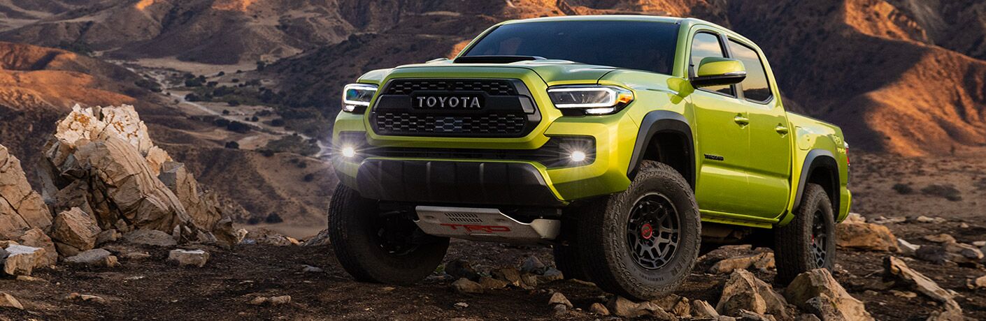 2022 Toyota Tacoma parked on rocks