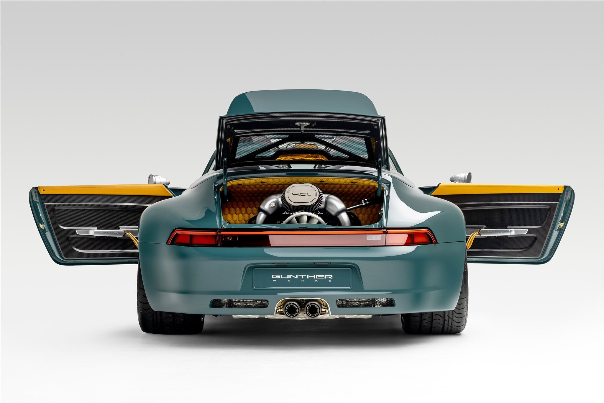 Porsche Speedster model with both doors open rear view