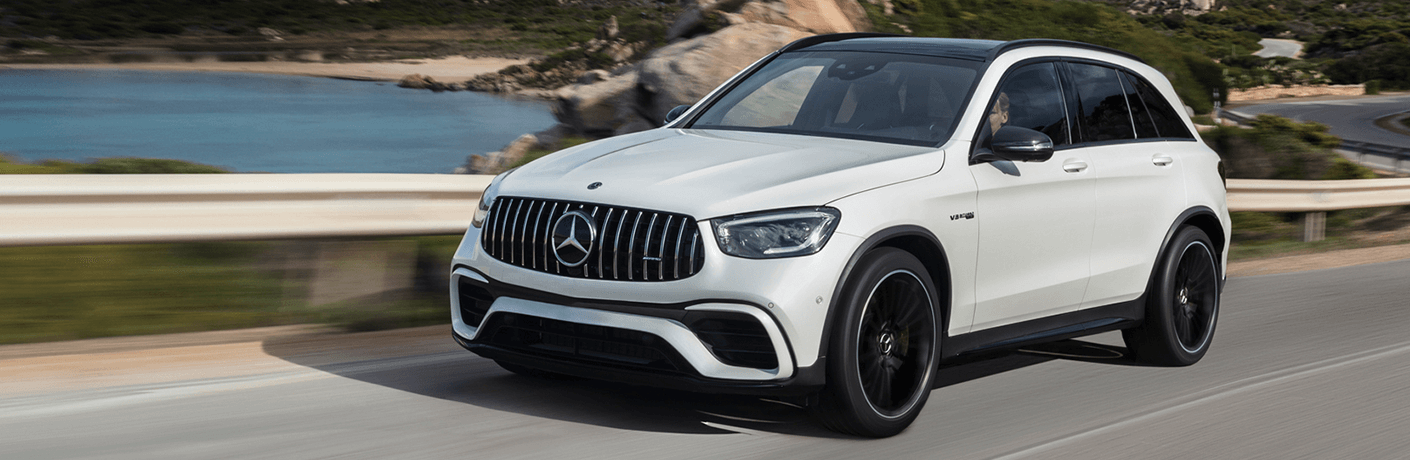 2022 Mercedes-AMG® GLC white side front view