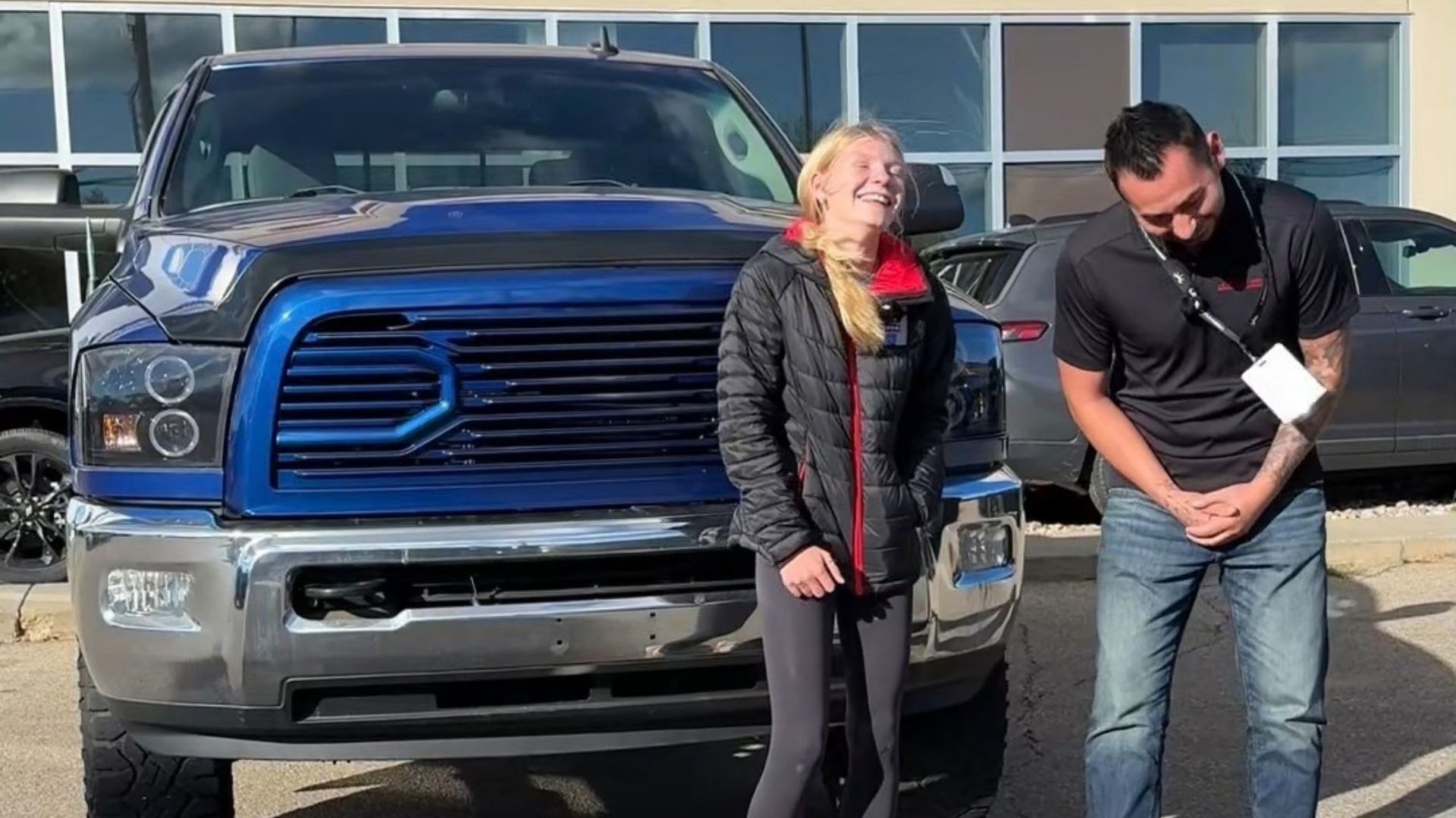 Abby and Adrian at Redwater Dodge on Delivery Day