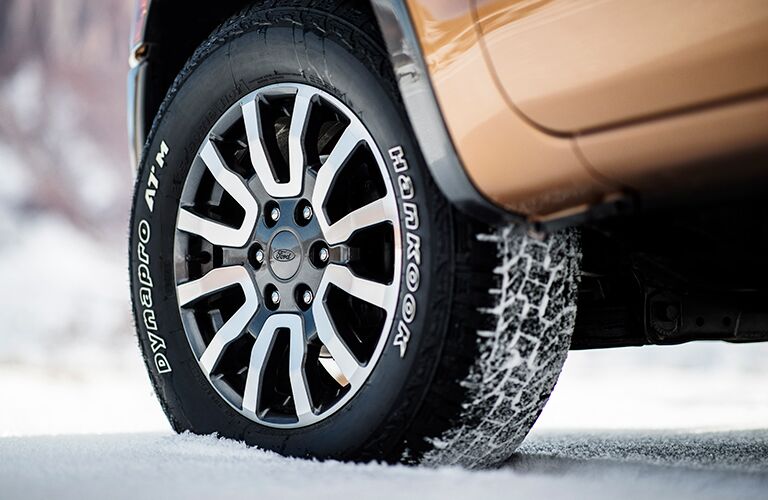 Driver's side wheel and tire of 2019 Ford Ranger