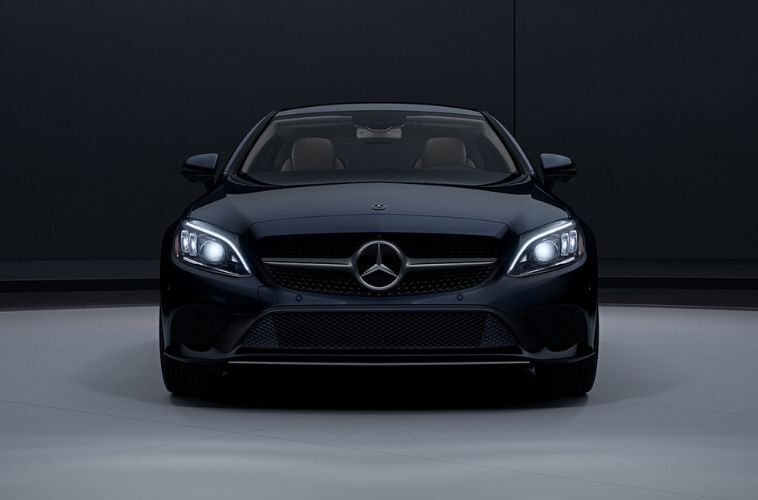 Front view of the 2023 Mercedes-Benz C-Class Coupe Black