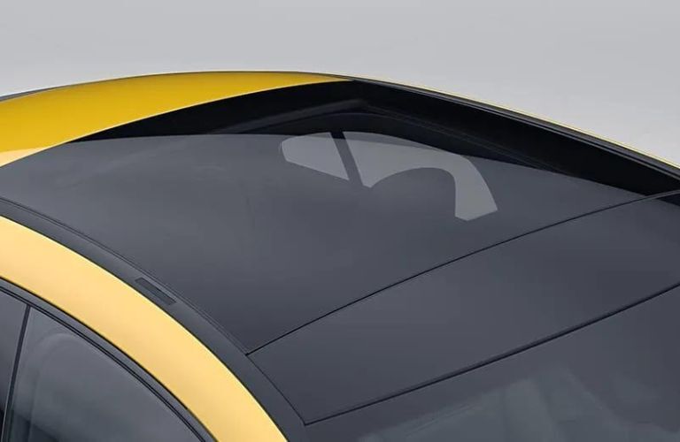 The panoramic sunroof of the 2023 Mercedes-Benz CLA is shown.