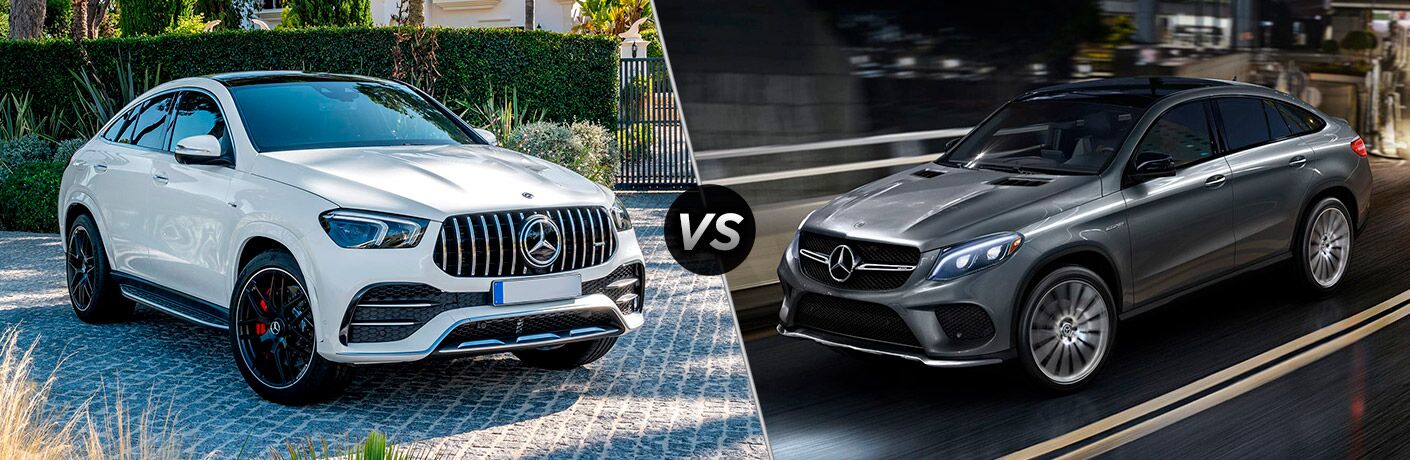 2021 MB GLE Coupe exterior front fascia passenger side vs 2019 MB GLE Coupe exterior front fascia driver side