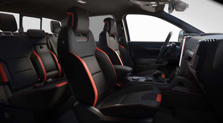 The seating in the Ford Ranger Raptor.