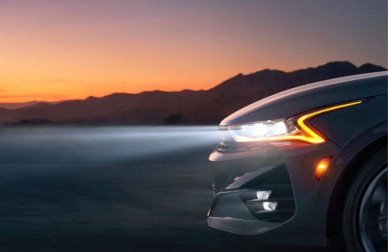 Headlight of the 2023 Kia K5 GT turned on