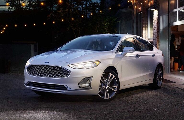 Front view of white 2019 Ford Fusion