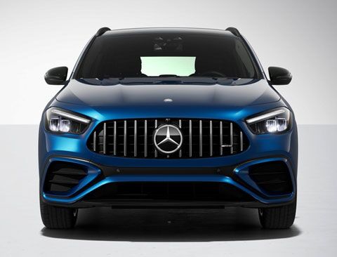 AMG GLA 35 4MATIC featuring a distinctive Starling Blue Metallic exterior color