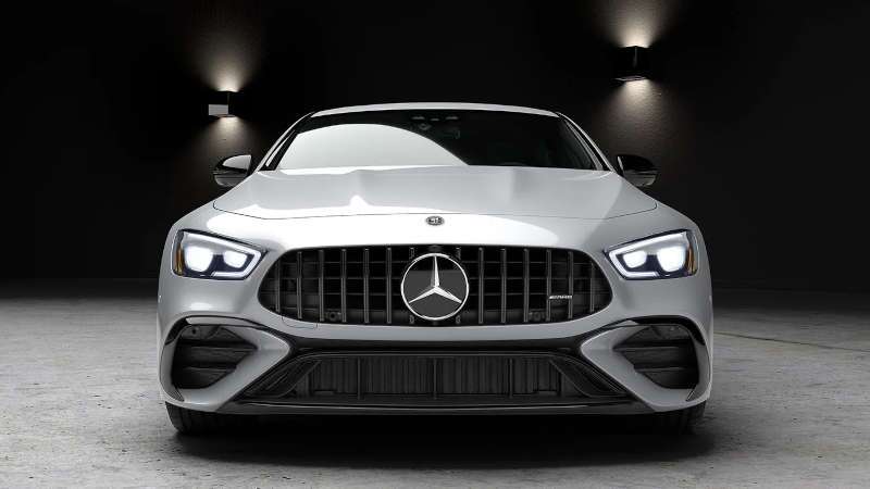 The front grille on the 2025 Mercedes-Benz AMG® GT 63 4-Door Coupe