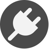 gray dot with plug icon