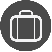gray dot with luggage icon