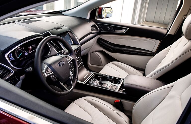 Front two seats and steering wheel of 2019 Ford Edge