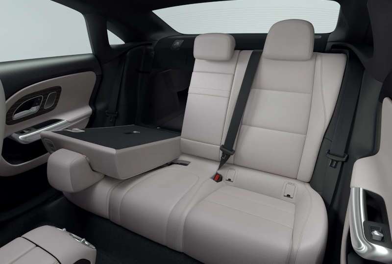 The luxurious and versatile rear seating of the 2026 Mercedes-Benz CLA 250+ Sedan with EQ Technology