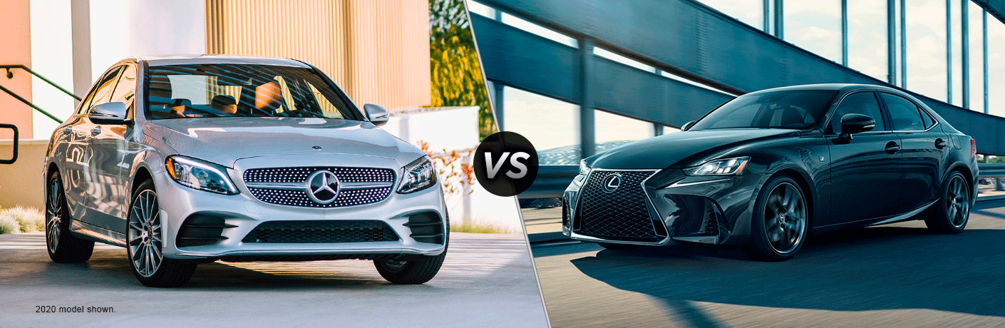 2021 MB C-Class exterior front fascia passenger side vs 2020 Lexus IS exterior front fascia driver side