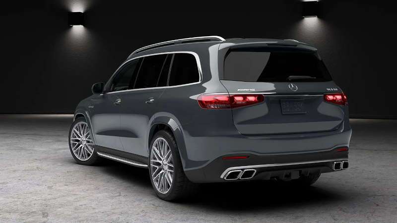 A rear 3/4 exterior view of the 2026 Mercedes-Benz AMG® GLS 63 SUV