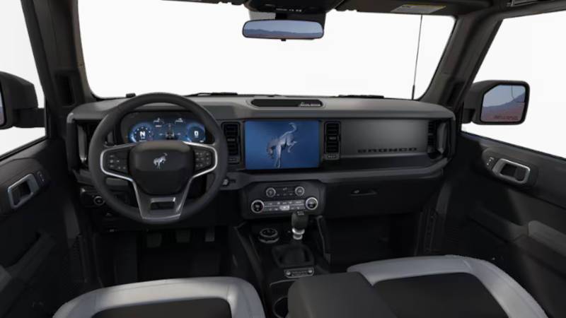 The cockpit, displays and controls in the 2025 Ford Bronco Big Bend.