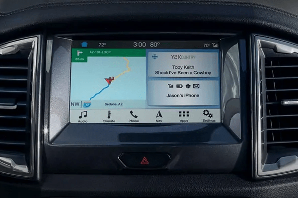 Isolated view of 2019 Ford Ranger XLT SYNC touchscreen