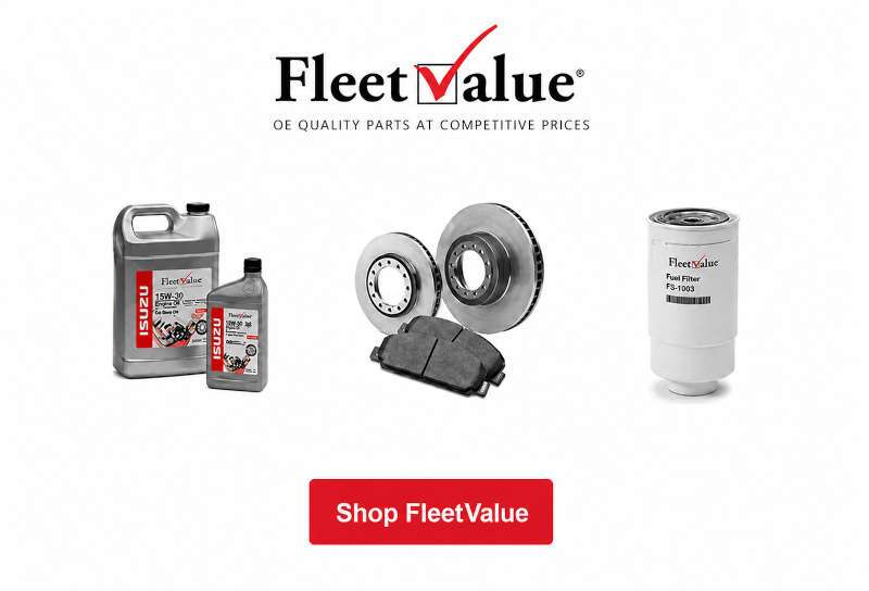 A graphic depicting Isuze FleetValue parts and accessories