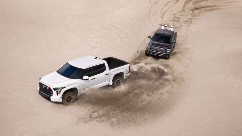 The Toyota Tacoma offroading in the desert