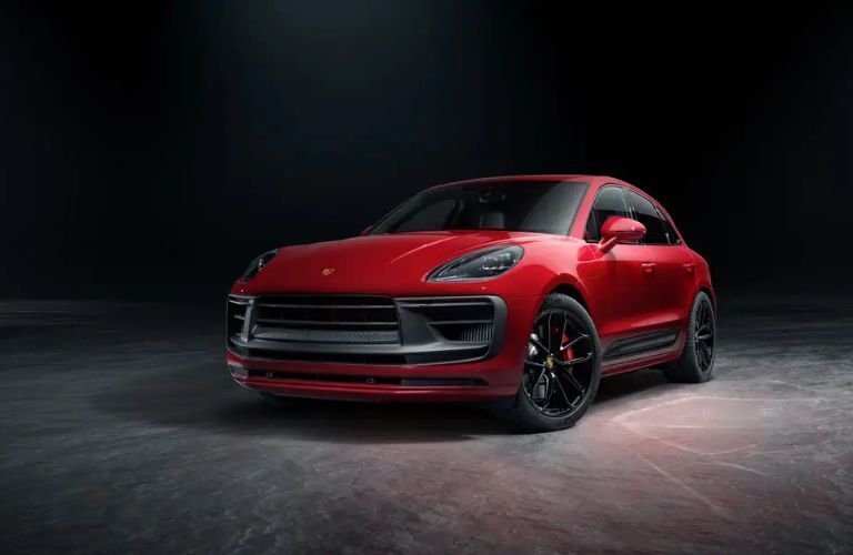 Front-side view of the 2023 Porsche Macan Red
