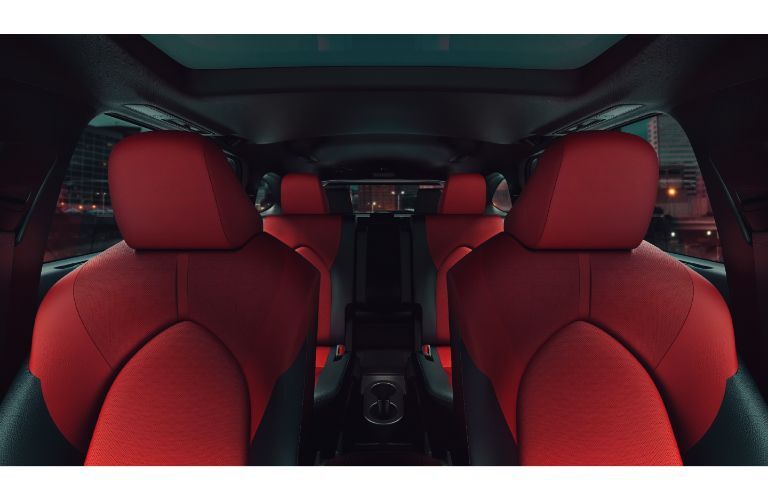 2021 Toyota Highlander interior red seats view straight from front to back