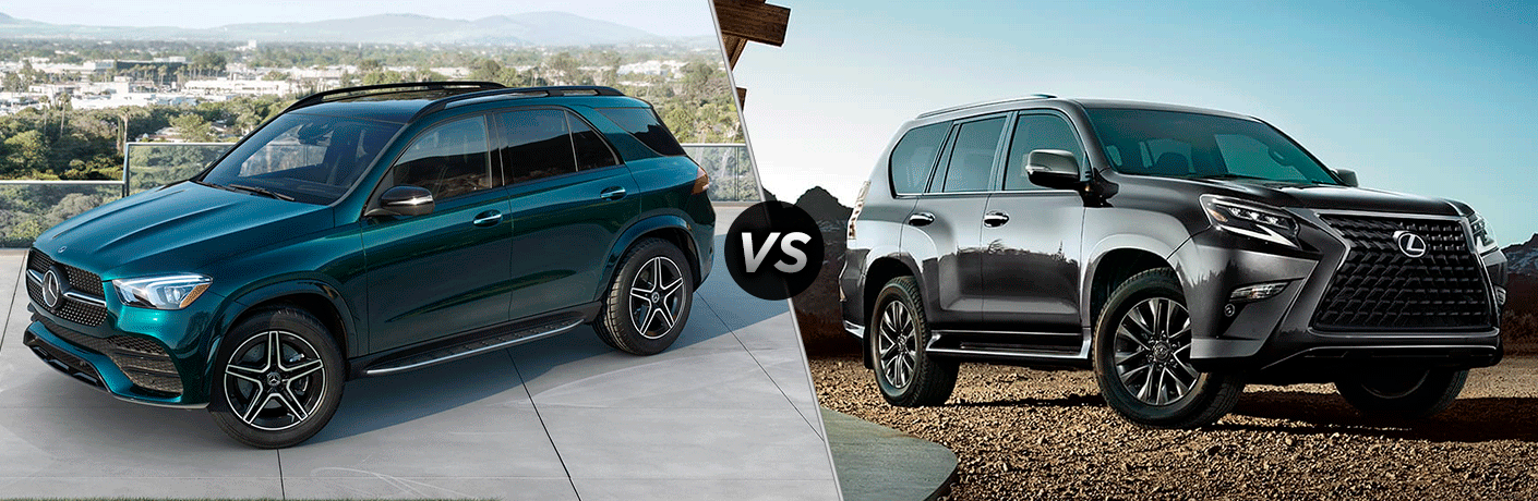 2021 MB GLE exterior front fascia driver side vs 2021 Lexus GX exterior front fascia passenger side