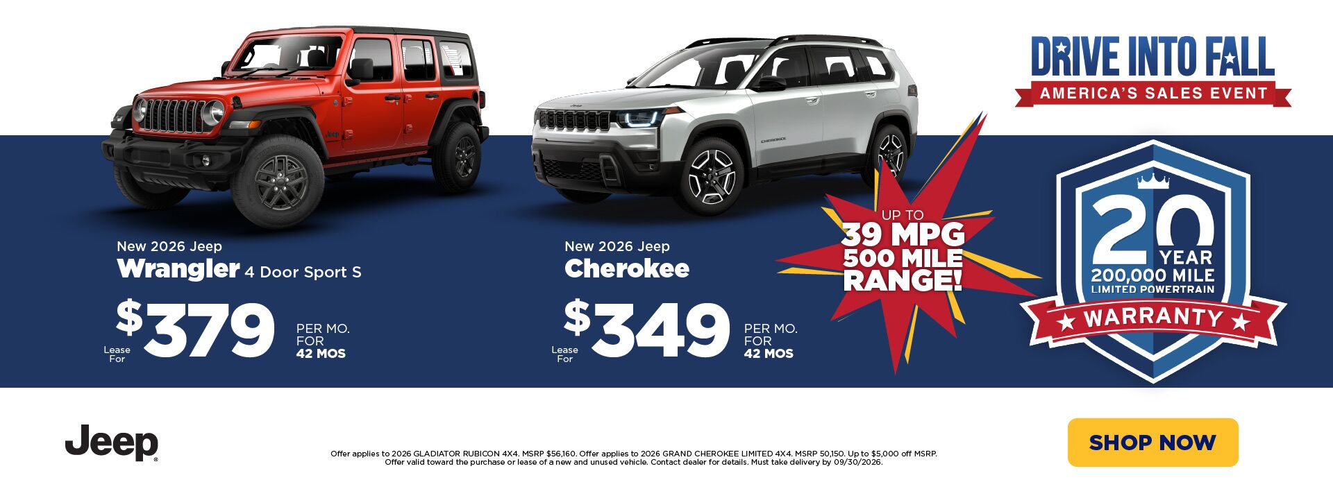 Jeep Wrangler and Cherokee