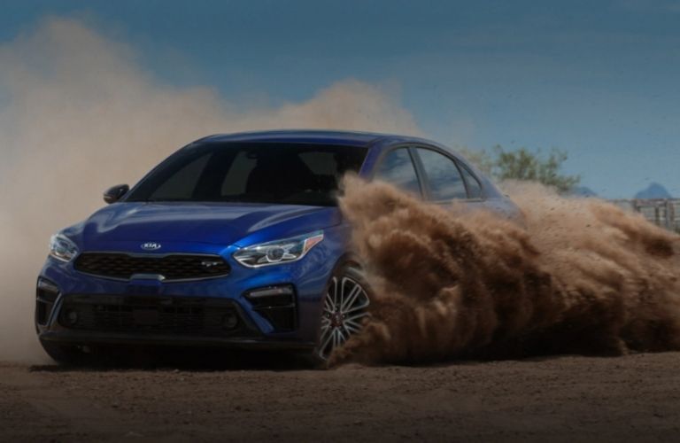 2021 Kia Forte drifting on dirt