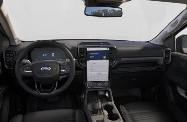 2024 Ford Ranger Lariat front seats and touchscreen display
