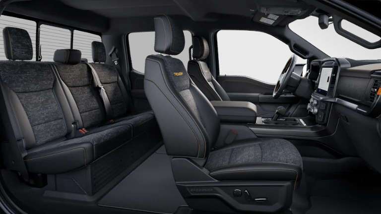 The two rows of seating in the 2025 Ford F-150 Tremor.