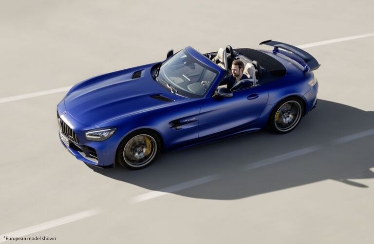 2020 MB GT R exterior top view driver side on highway