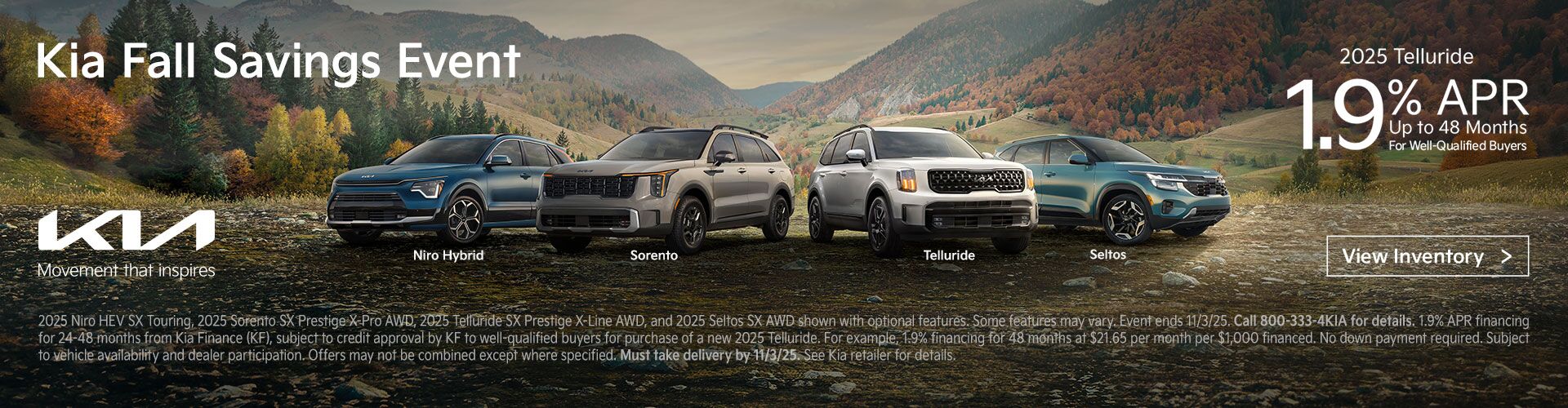 2025 Kia Fall Savings Event Telluride Offer