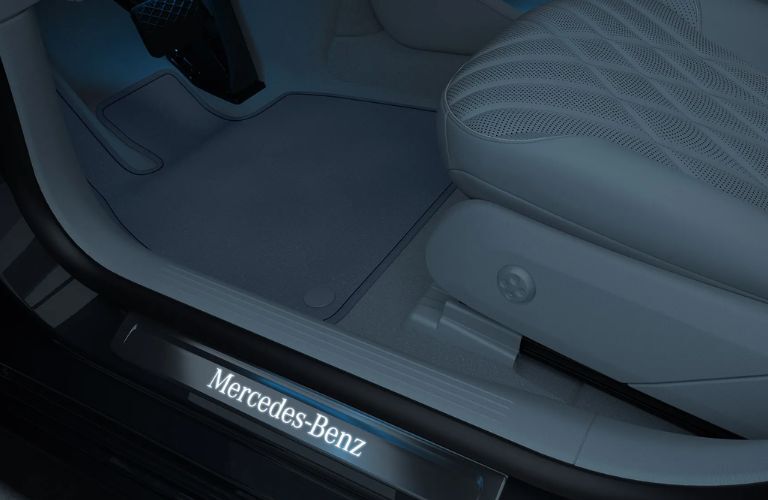 Illuminated door sill of the 2023 Mercedes-Benz EQS 450+ Sedan