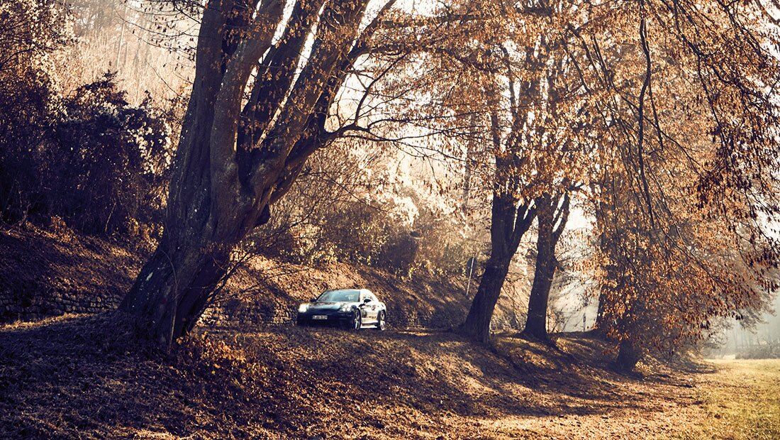Porsche Panamera 4S driving on an open road with InnoDrive