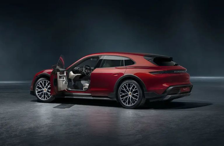 2024 Porsche Taycan GTS exterior side view with open door