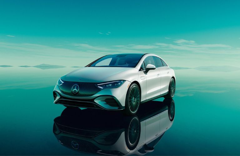 2023 Mercedes-Benz EQE parked on a watery terrian