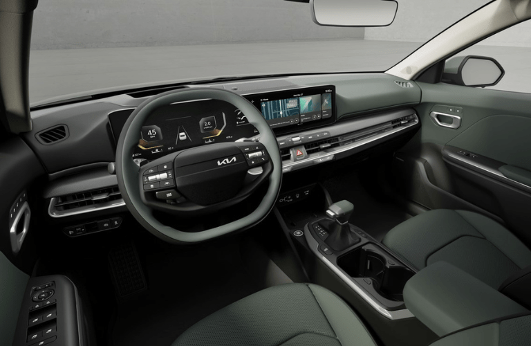 A close up of the 2025 Kia K4 steering wheel