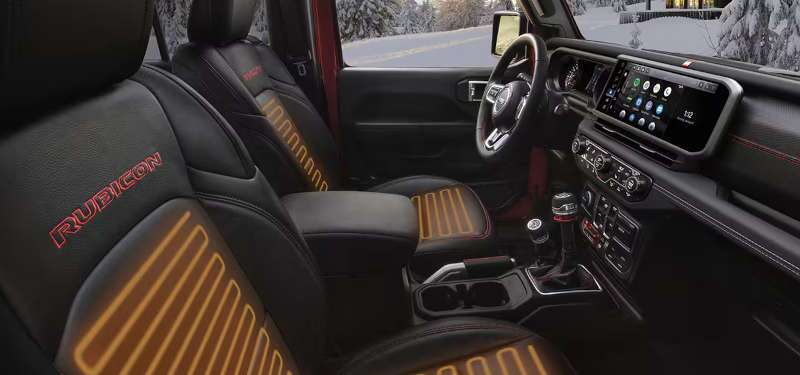 The rugged yet comfortable cockpit of the 2025 Jeep Wrangler 4xe Rubicon