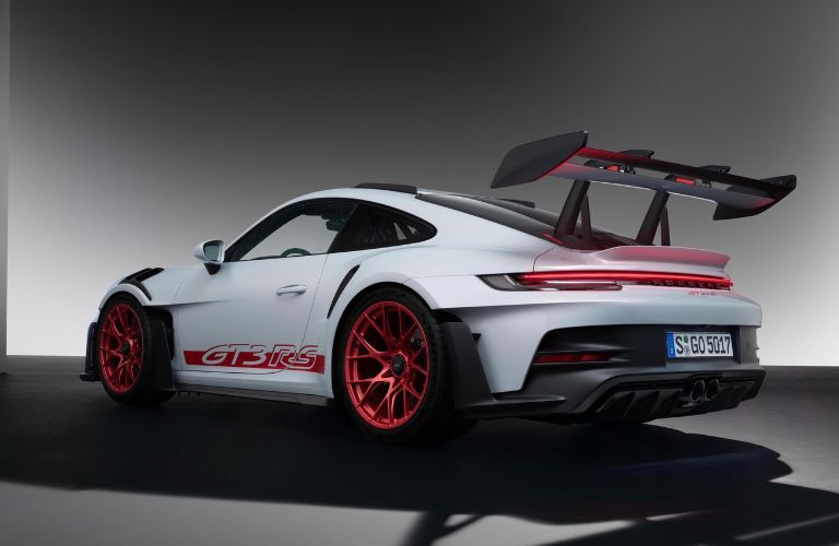 Angled rear view of the 2023 Porsche 911 GT3 RS