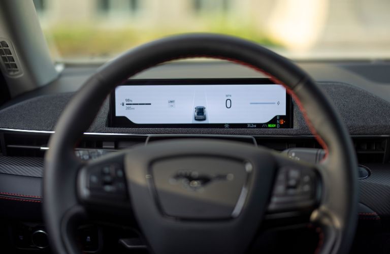 2025 Ford Mustang Mach-E steering wheel and display screen