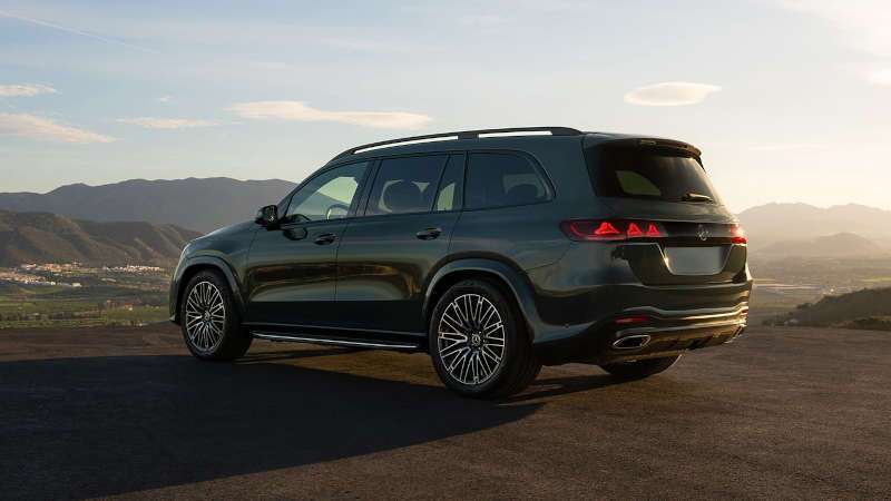 A rear 3/4 exterior view of the 2027 Mercedes-Benz GLS SUV